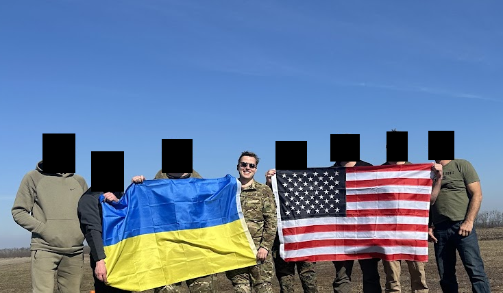 Allied operators with Ukrainian and US flags