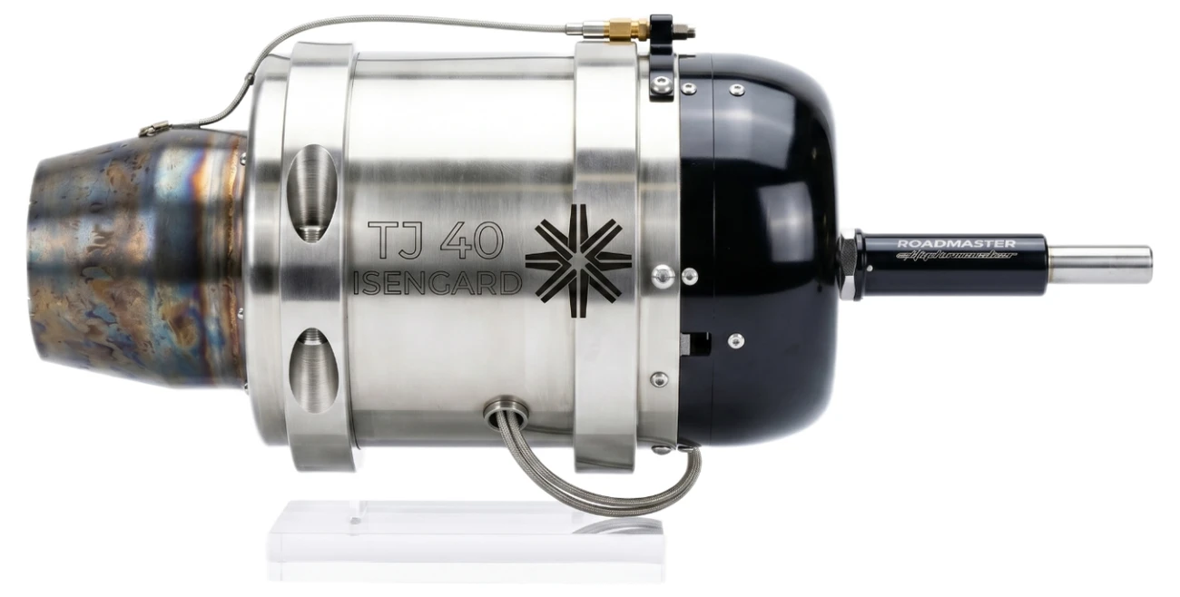 Isengard TJ-40 compact turbine, side profile studio view